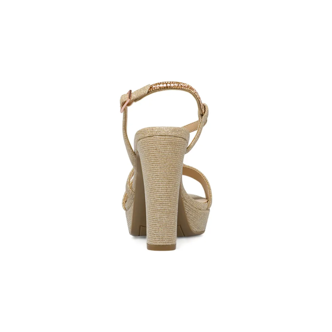 Sandali Champagne Donna con strass tacco colonna 11 cm Lora Ferres