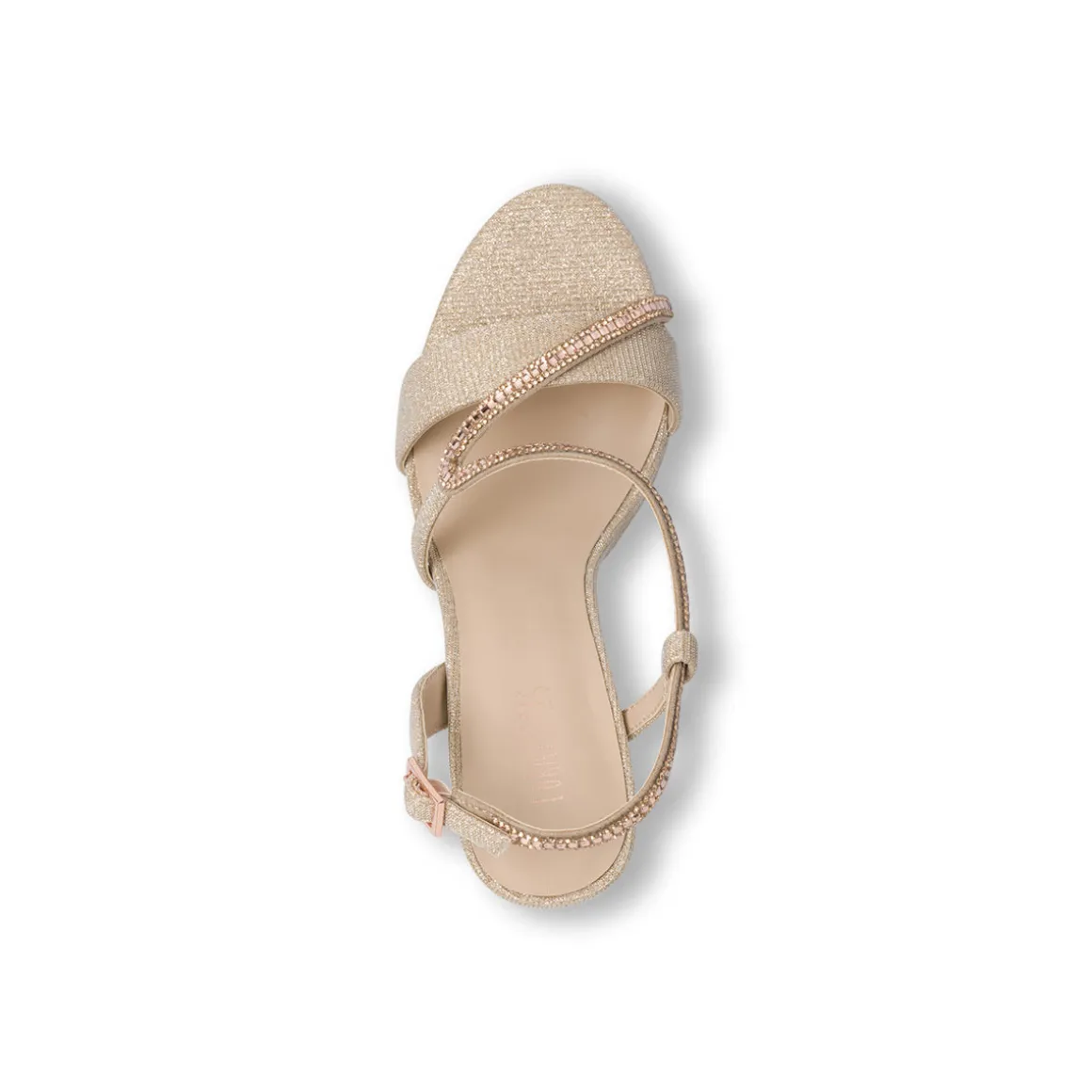 Sandali Champagne Donna con strass tacco colonna 11 cm Lora Ferres