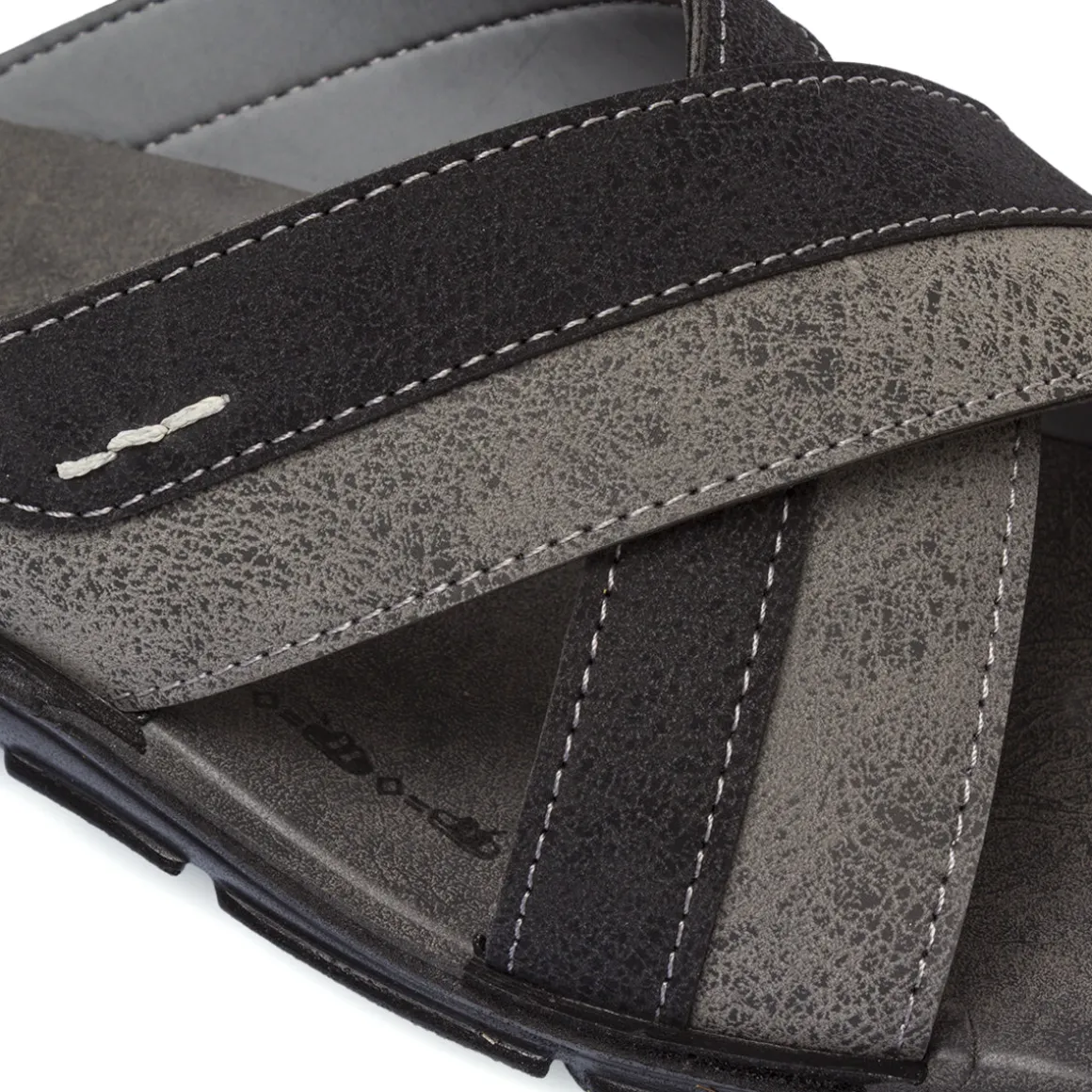 Sandali Comfort a Fasce Incrociate Uomo Neri e Grigi Riposella