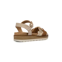 Sandali comfort beige con dettaglio oro e marrone da Donna P Soft