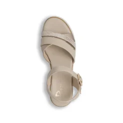 Sandali comfort beige da Donna con fasce incrociate glitter P Soft