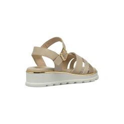 Sandali comfort beige da Donna con fasce incrociate glitter P Soft