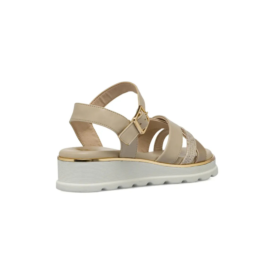 Sandali comfort beige da Donna con fasce incrociate glitter P Soft