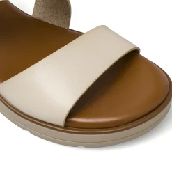 Sandali comfort beige da Donna con zeppa e maxi fibbia P Soft