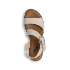 Sandali comfort beige da Donna con zeppa e maxi fibbia P Soft