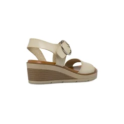 Sandali comfort beige da Donna con zeppa e maxi fibbia P Soft