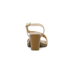 Sandali comfort beige da Donna con tacco colonna 8 cm P Soft