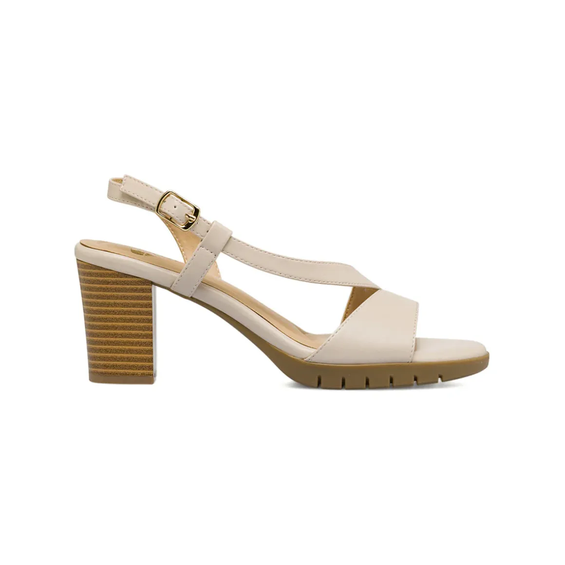 Sandali comfort beige da Donna con tacco colonna 8 cm P Soft