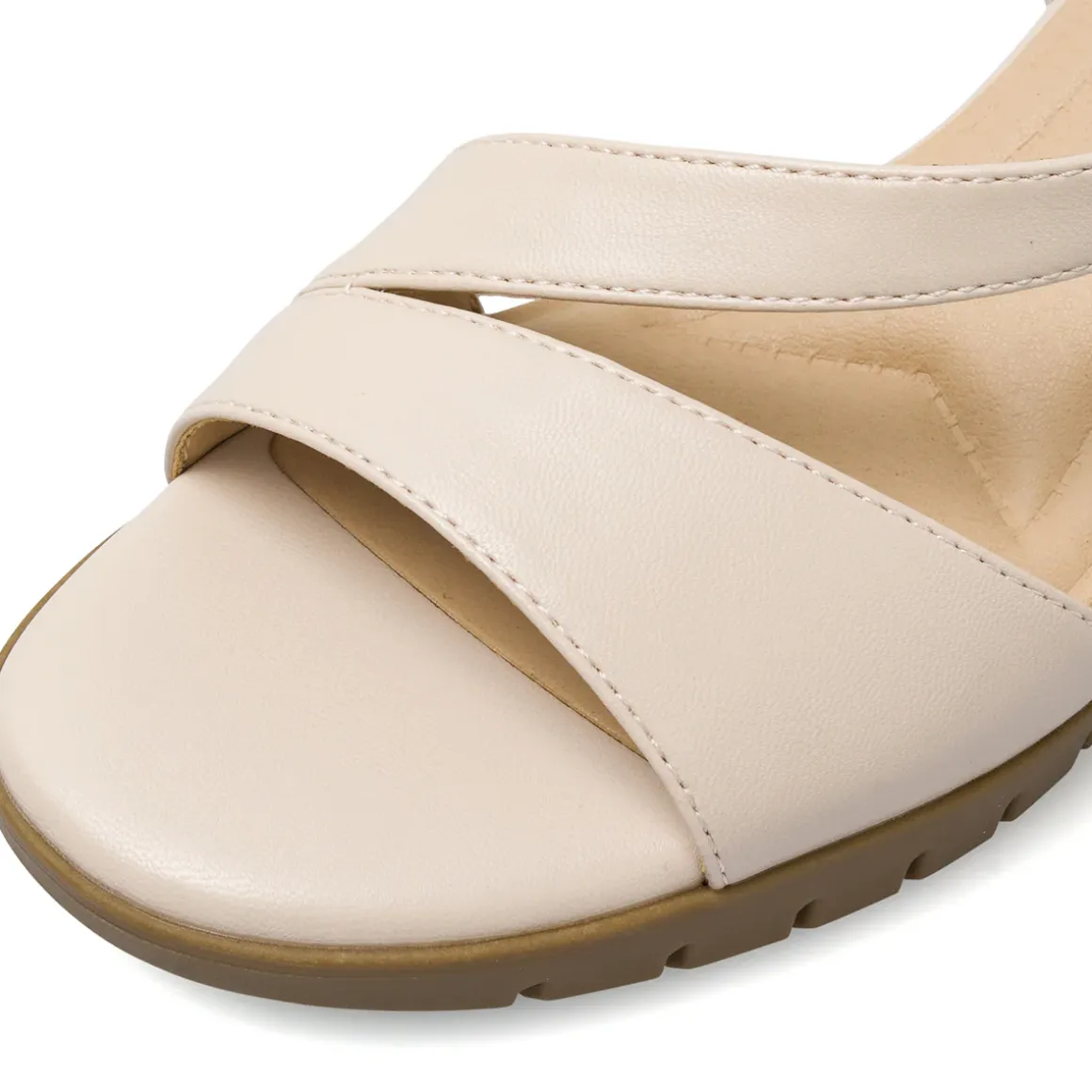 Sandali comfort beige da Donna con tacco colonna 8 cm P Soft