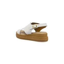 Sandali comfort bianchi da Donna con fasce incrociate e zeppa P Soft