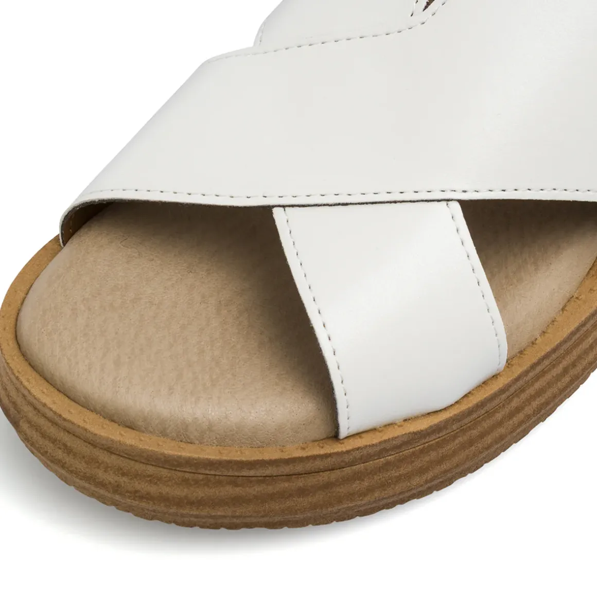 Sandali comfort bianchi da Donna con fasce incrociate e zeppa P Soft