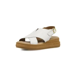 Sandali comfort bianchi da Donna con fasce incrociate e zeppa P Soft