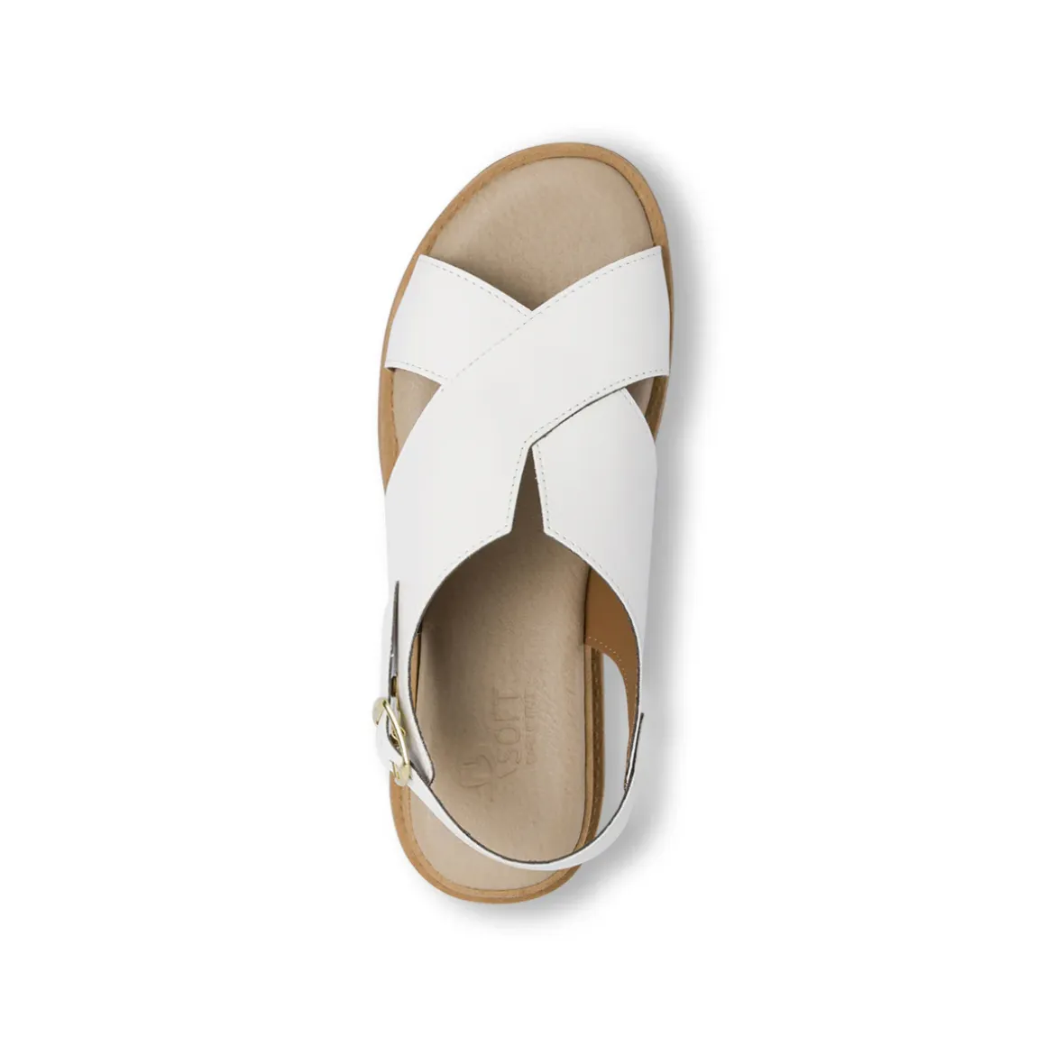 Sandali comfort bianchi da Donna con fasce incrociate e zeppa P Soft