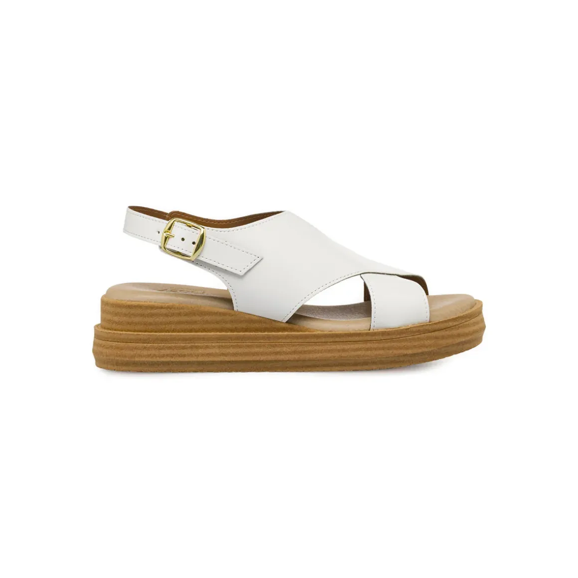 Sandali comfort bianchi da Donna con fasce incrociate e zeppa P Soft