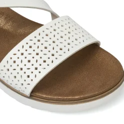 Sandali Comfort Bianchi Donna con fascia traforata P Soft