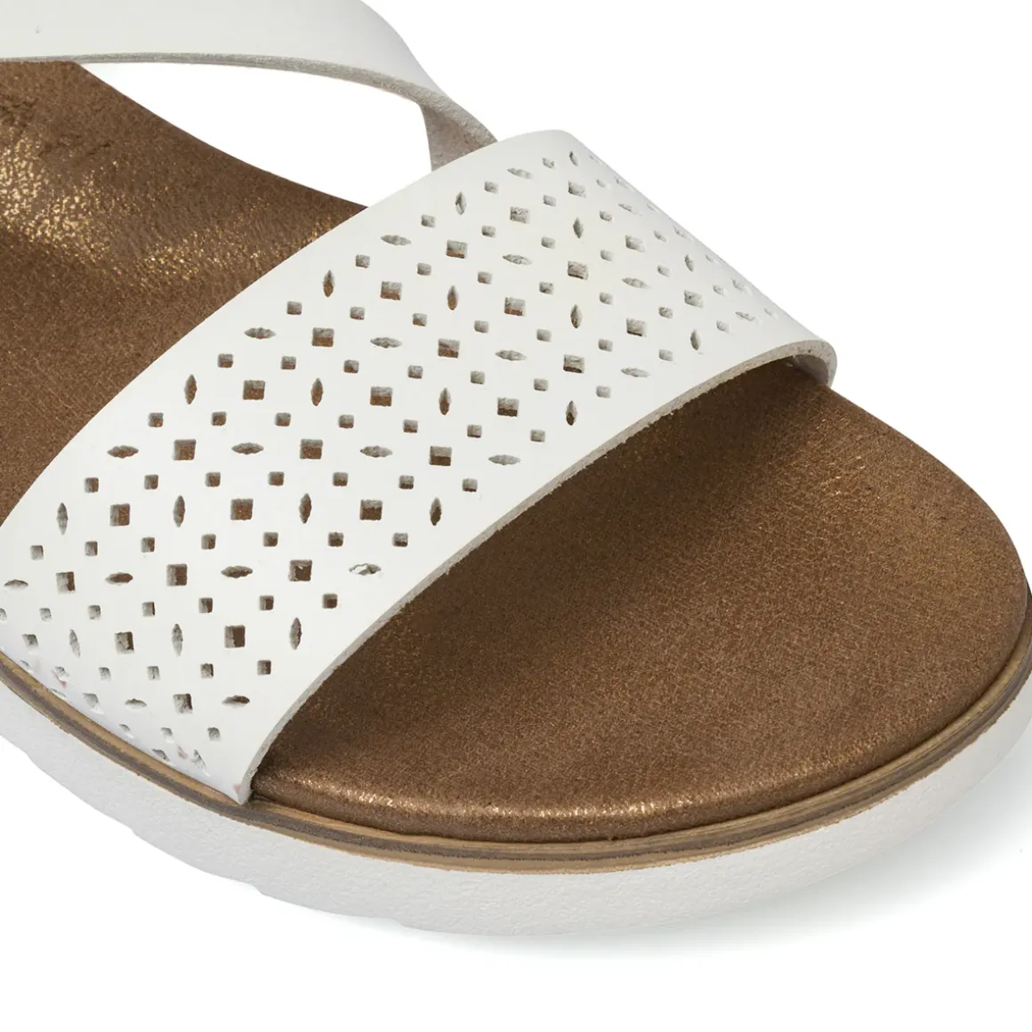 Sandali Comfort Bianchi Donna con fascia traforata P Soft