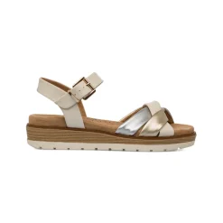 Sandali comfort bianco off-white con dettaglio oro e argento da Donna P Soft