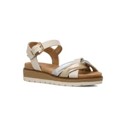 Sandali comfort bianco off-white con dettaglio oro e argento da Donna P Soft