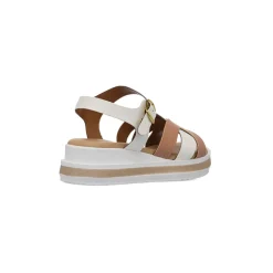 Sandali comfort bicolore bianco e beige da Donna con zeppa P Soft