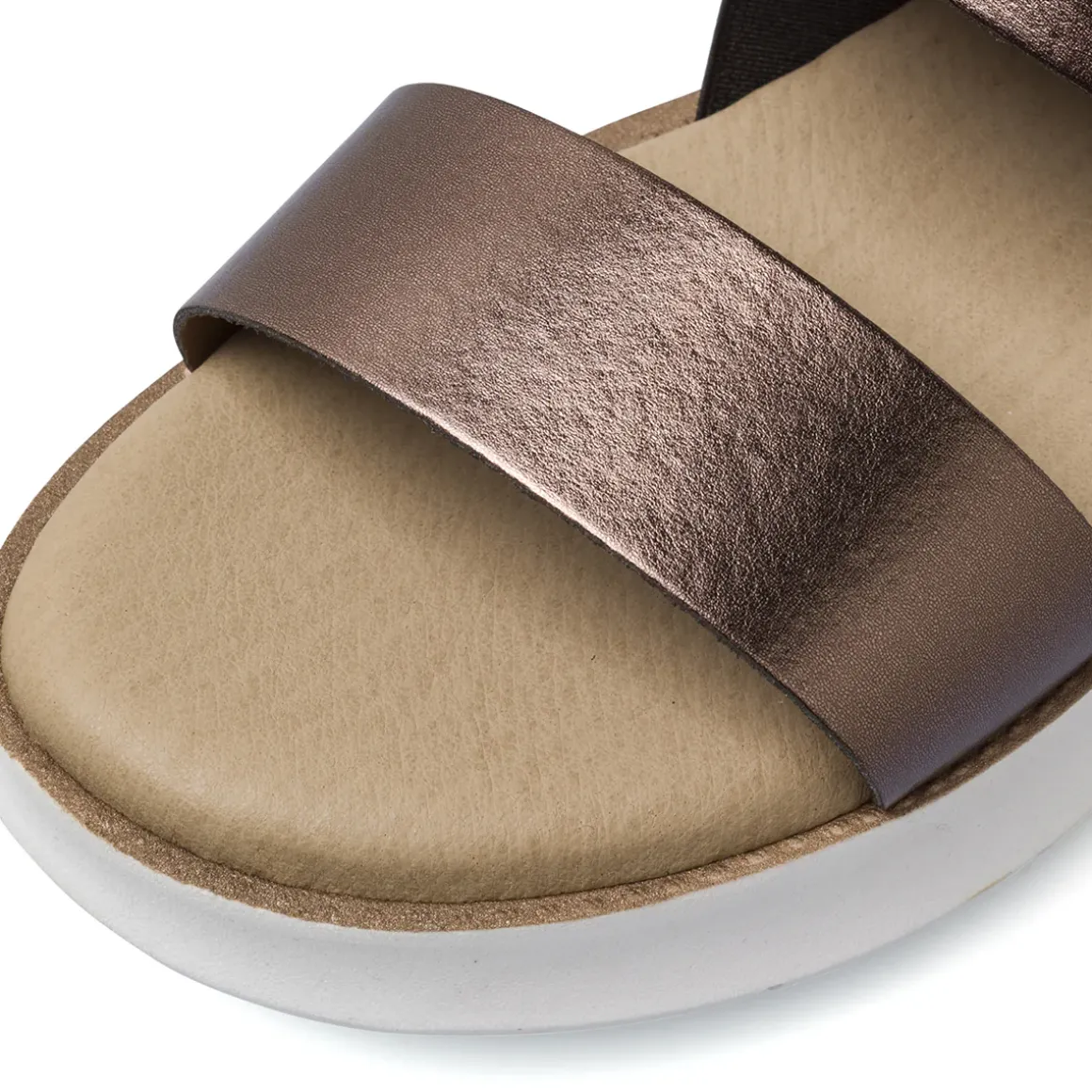 Sandali comfort bronzo da Donna con zeppa 4.5 cm P Soft