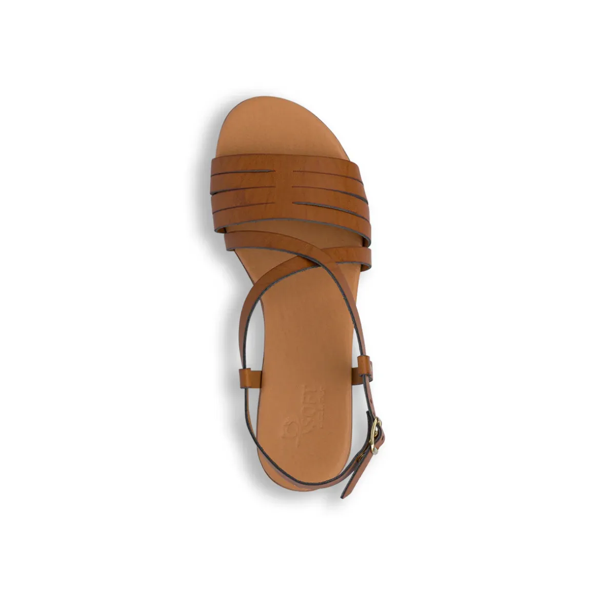 Sandali comfort color cuoio da Donna con tacco a blocco 5 cm P Soft