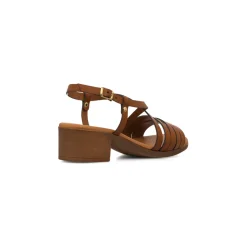 Sandali comfort color cuoio da Donna con tacco a blocco 5 cm P Soft