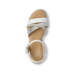 Sandali comfort da Donna argento e bianchi con zeppa e strass P Soft