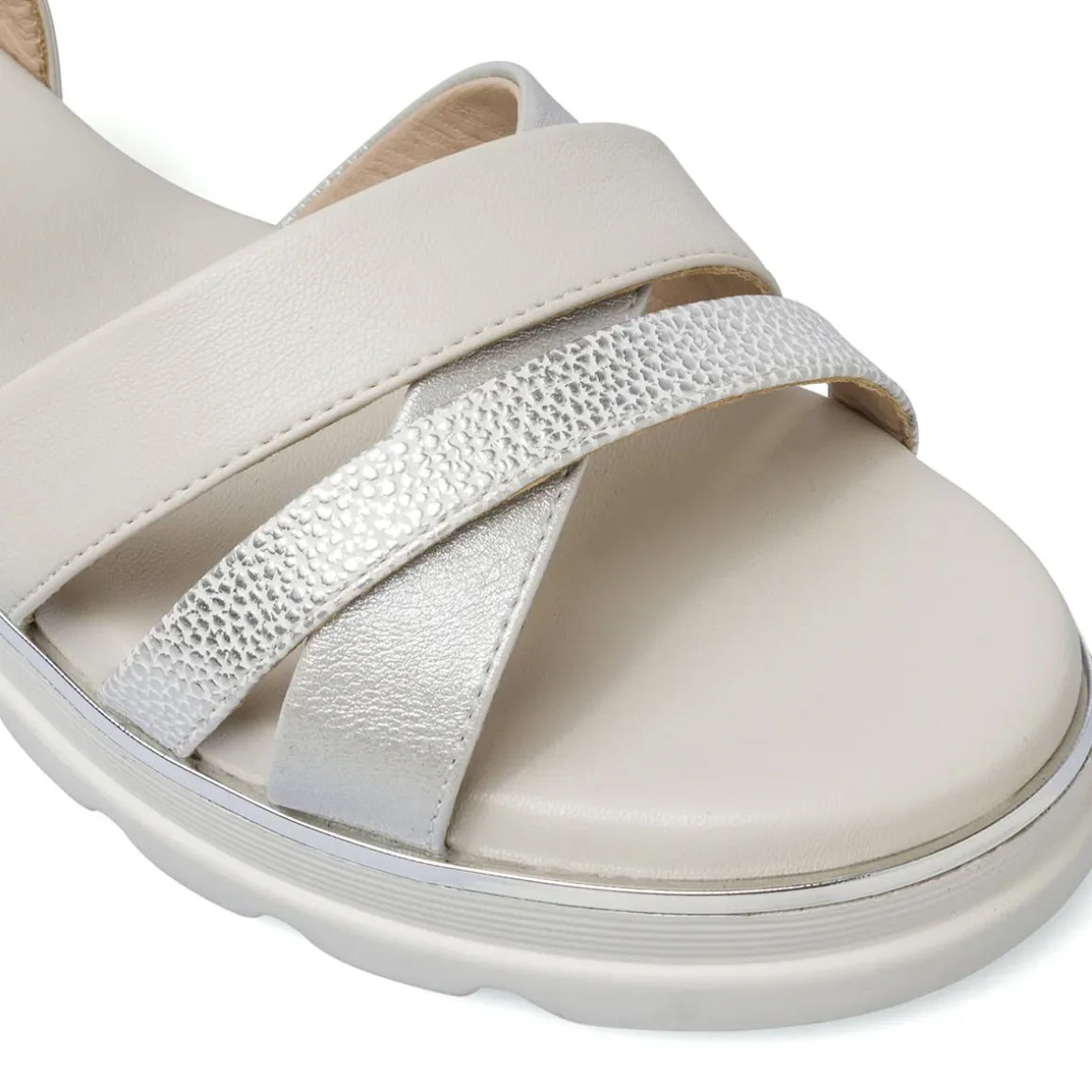 Sandali comfort da Donna bianchi con dettagli argento P Soft