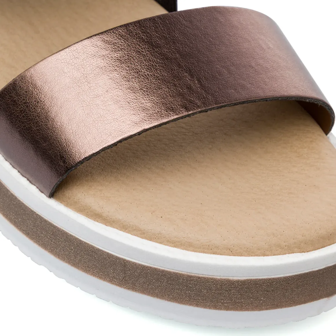 Sandali Comfort marrone metallizzato da Donna con doppia fascia P Soft