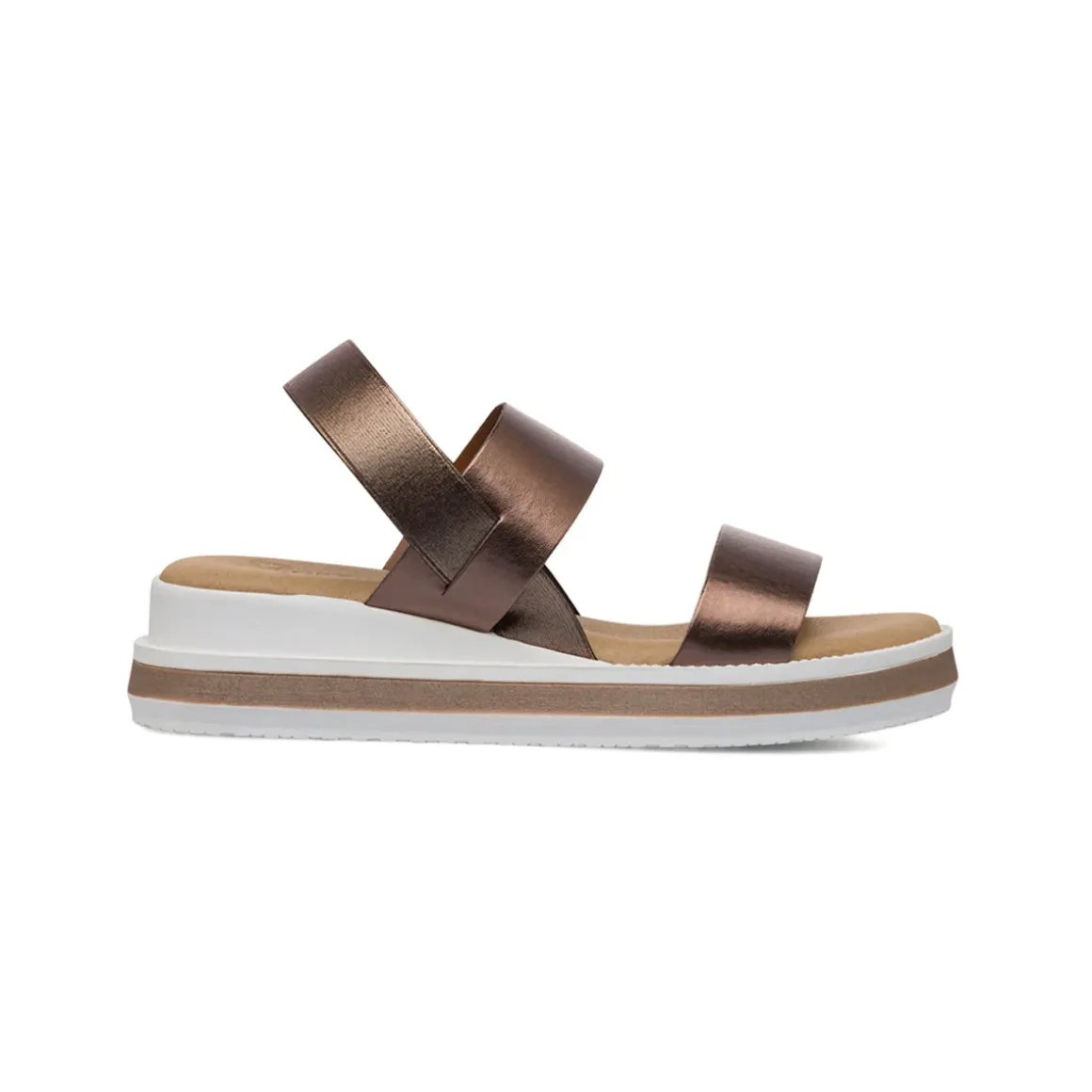 Sandali Comfort marrone metallizzato da Donna con doppia fascia P Soft