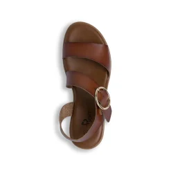 Sandali comfort marroni da Donna con zeppa e maxi fibbia P Soft