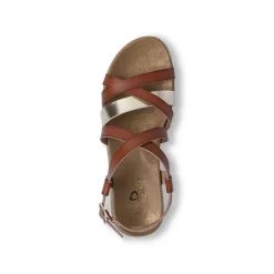 Sandali comfort marroni da Donna con dettaglio oro P Soft