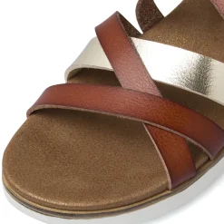 Sandali comfort marroni da Donna con dettaglio oro P Soft