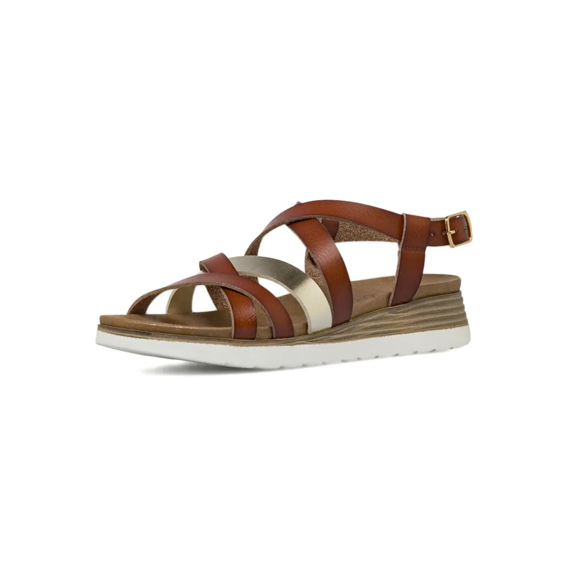 Sandali comfort marroni da Donna con dettaglio oro P Soft