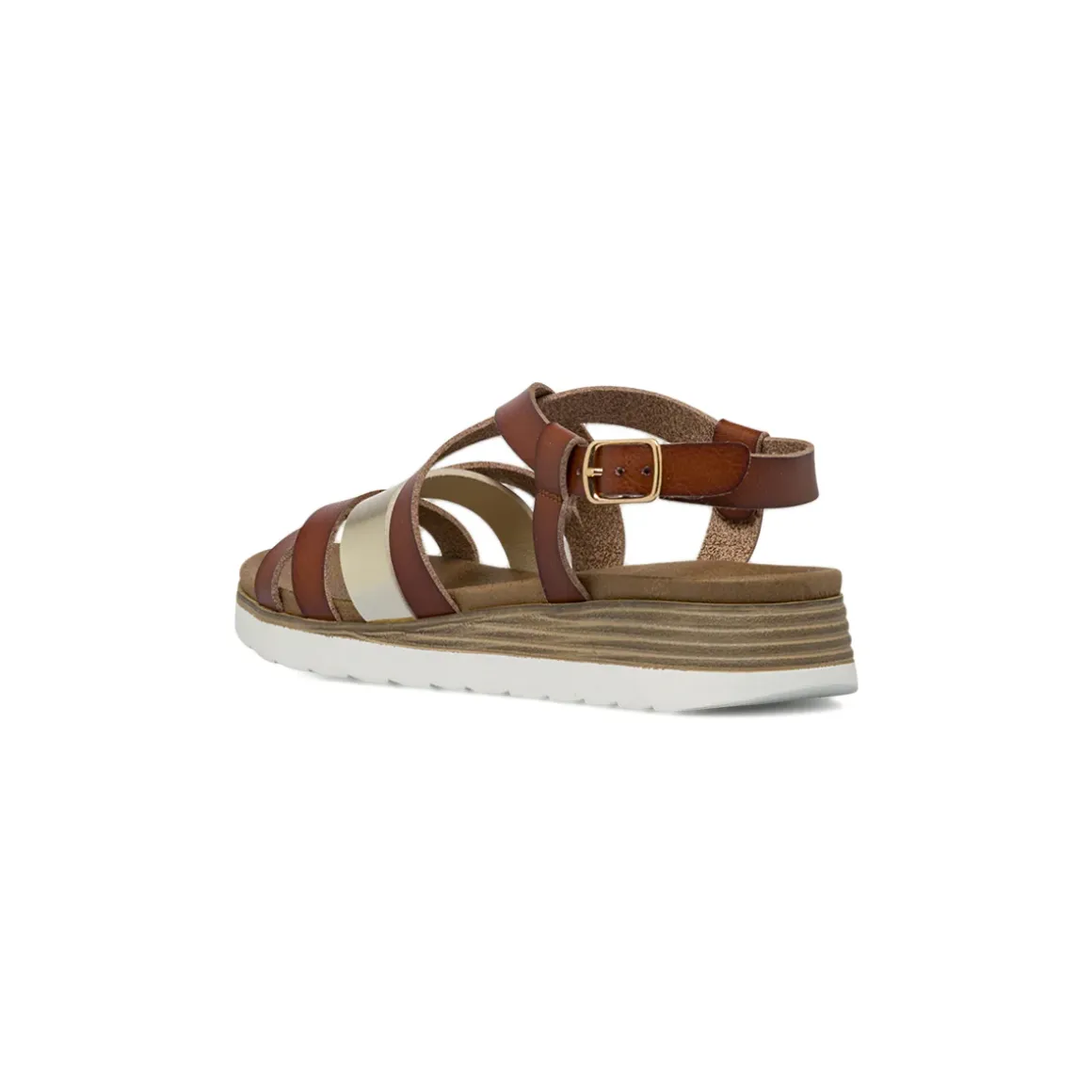 Sandali comfort marroni da Donna con dettaglio oro P Soft