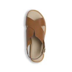 Sandali comfort marroni da Donna con suola alta e maxi fibbia P Soft