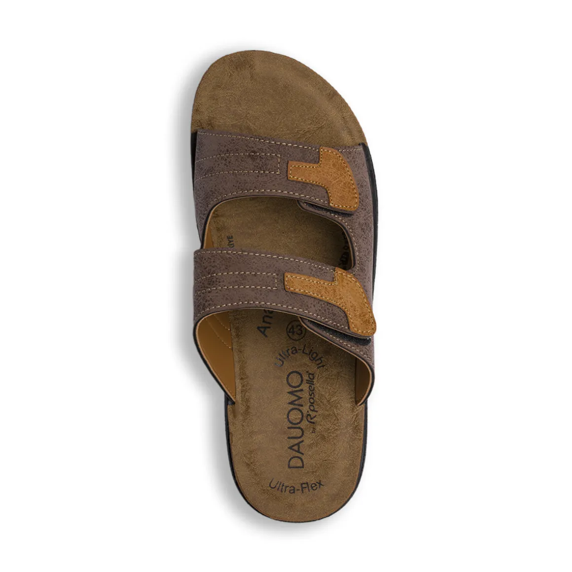 Sandali Comfort Marroni da Uomo con Doppie fasce a strappo Riposella