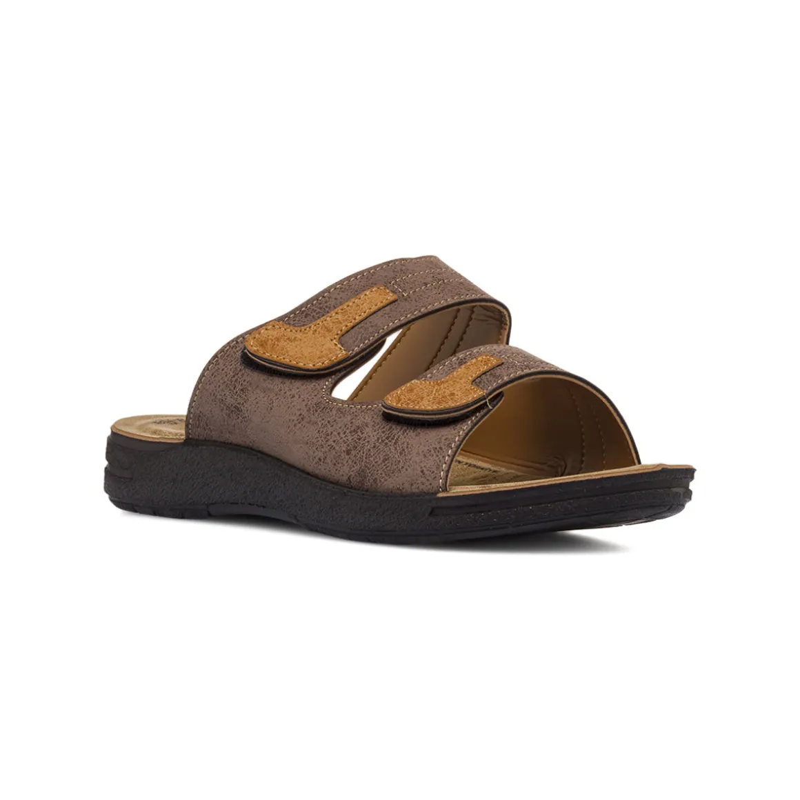 Sandali Comfort Marroni da Uomo con Doppie fasce a strappo Riposella