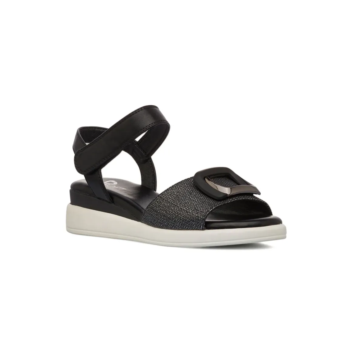 Sandali Comfort Neri da Donna con fibbia gioiello sulla tomaia P Soft