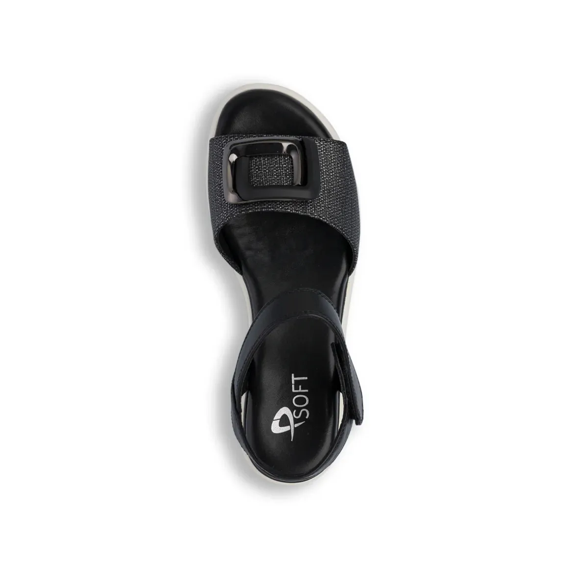 Sandali Comfort Neri da Donna con fibbia gioiello sulla tomaia P Soft