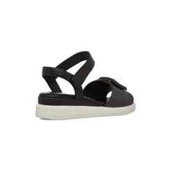 Sandali Comfort Neri da Donna con fibbia gioiello sulla tomaia P Soft