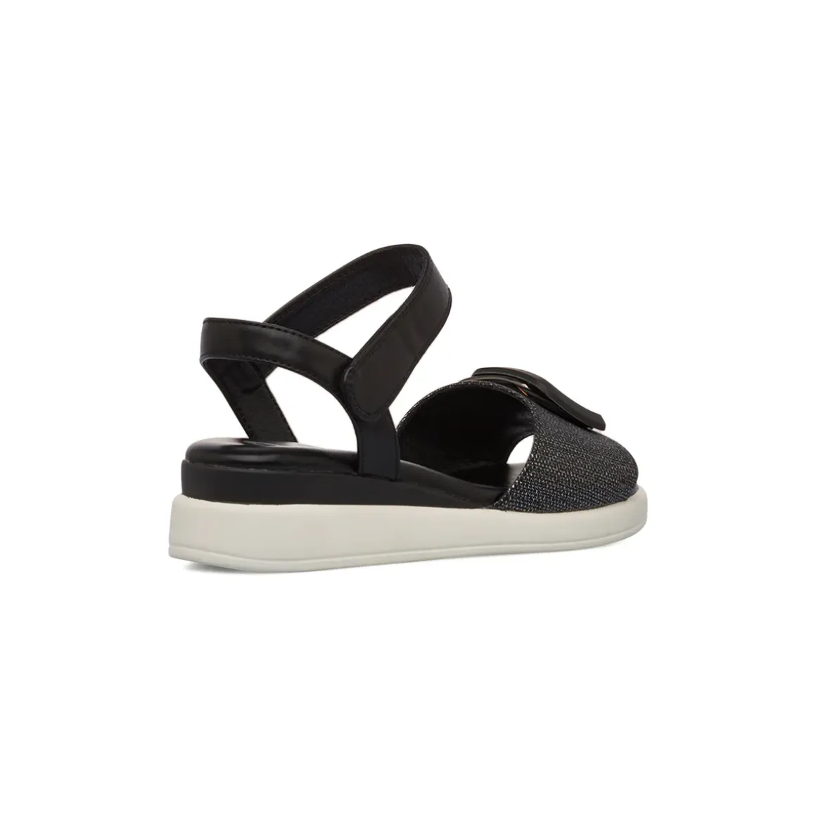 Sandali Comfort Neri da Donna con fibbia gioiello sulla tomaia P Soft