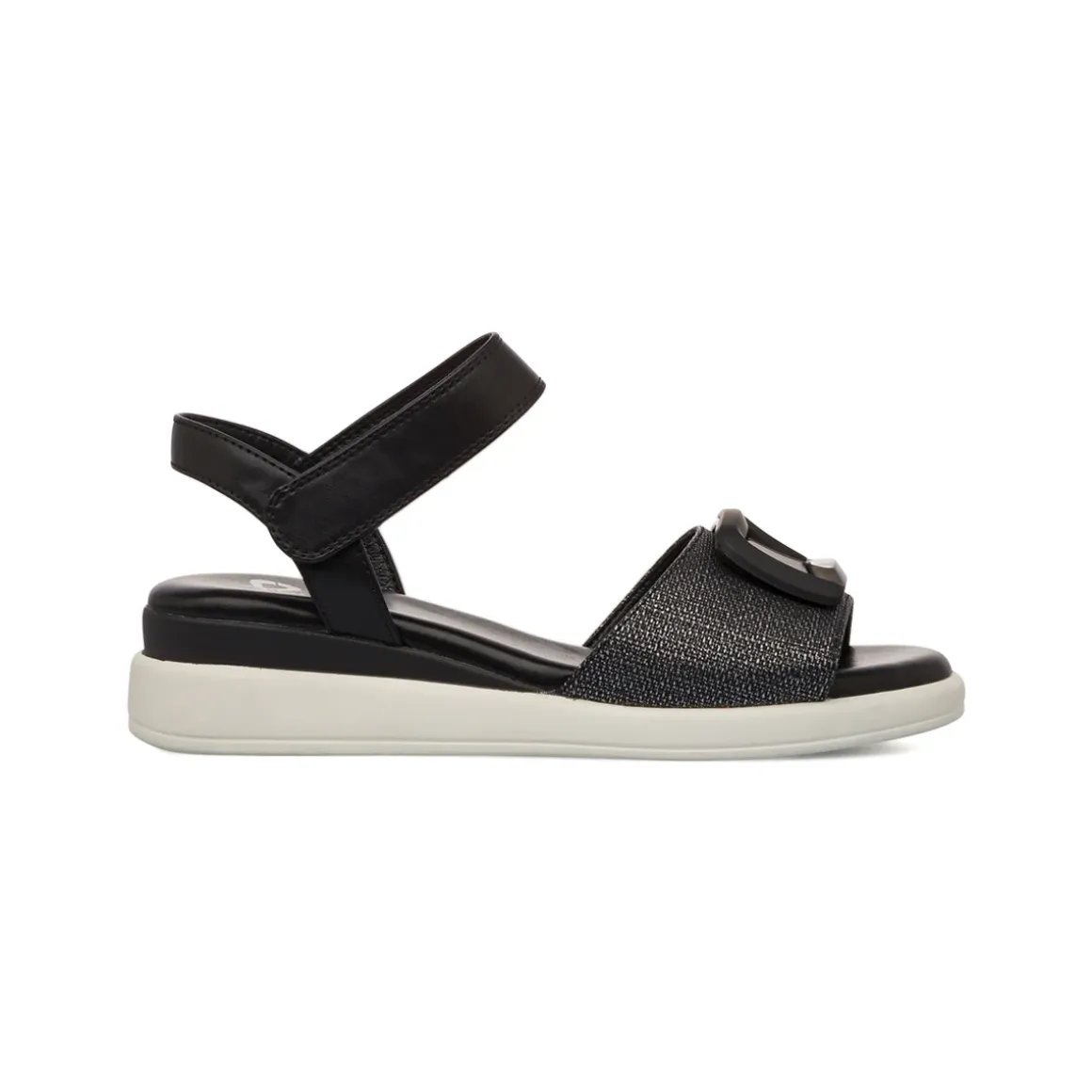 Sandali Comfort Neri da Donna con fibbia gioiello sulla tomaia P Soft