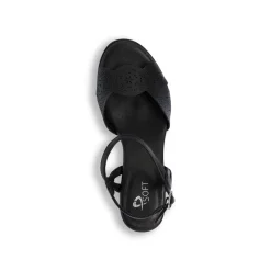 Sandali comfort neri da Donna con tacco a blocco 6,5 cm P Soft