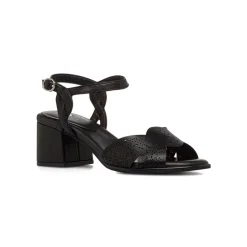 Sandali comfort neri da Donna con tacco a blocco 6,5 cm P Soft
