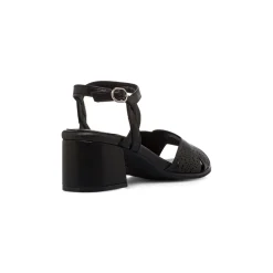 Sandali comfort neri da Donna con tacco a blocco 6,5 cm P Soft
