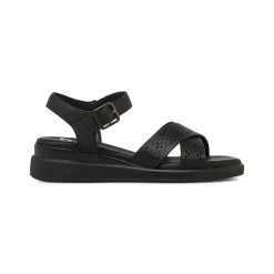 Sandali comfort neri da Donna con fasce incrociate traforate P Soft
