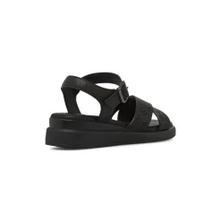 Sandali comfort neri da Donna con fasce incrociate traforate P Soft