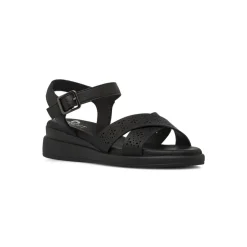 Sandali comfort neri da Donna con fasce incrociate traforate P Soft