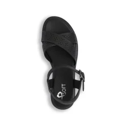 Sandali comfort neri da Donna con fasce incrociate traforate P Soft
